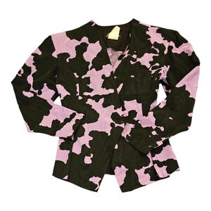 Marc Bouwer Size 10 Purple and Black Snap Closure Long Sleeve Blazer *flawed*